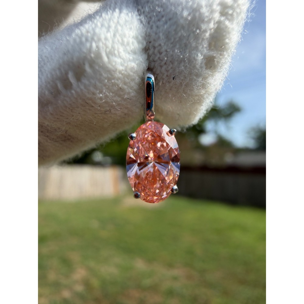 IGI 1.1ct Lab Created Diamond Pendant 1.1ct Pink 14k White Gold